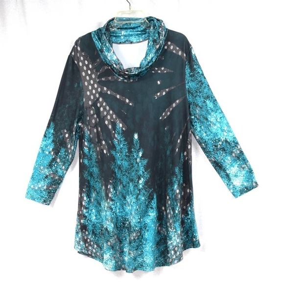 Lily long sleeve shades of blue long sleeve top / blouse / tunic, size XL - Picture 2 of 3